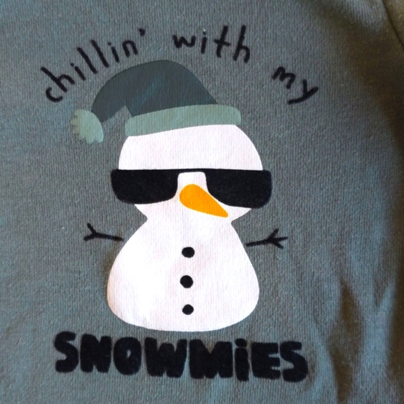 petit lem green snowman graphic long sleeve bodysuit diaper shirt 3 months baby - Picture 6 of 8